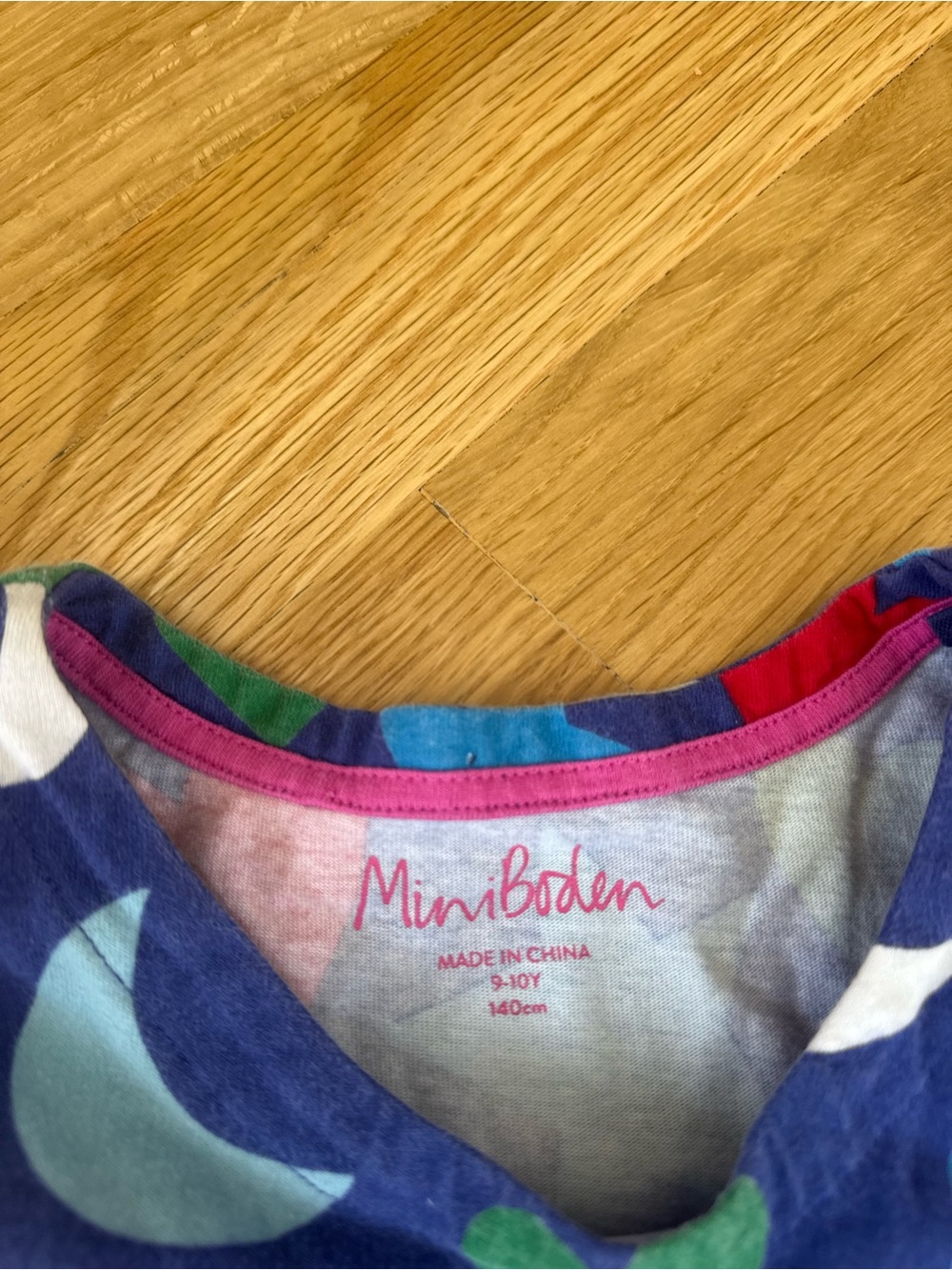 Mini Boden Navy Long-Sleeve Dress with Colorful Stars, Hearts & Moons 7-8Y - Picture 3 of 4